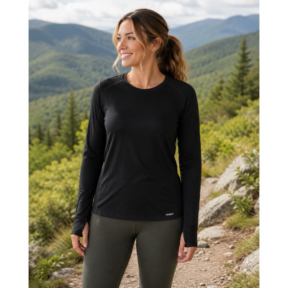 Patagonia Size XL Capilene Baselayer Black Long Sleeve Crew Shirt Pullover